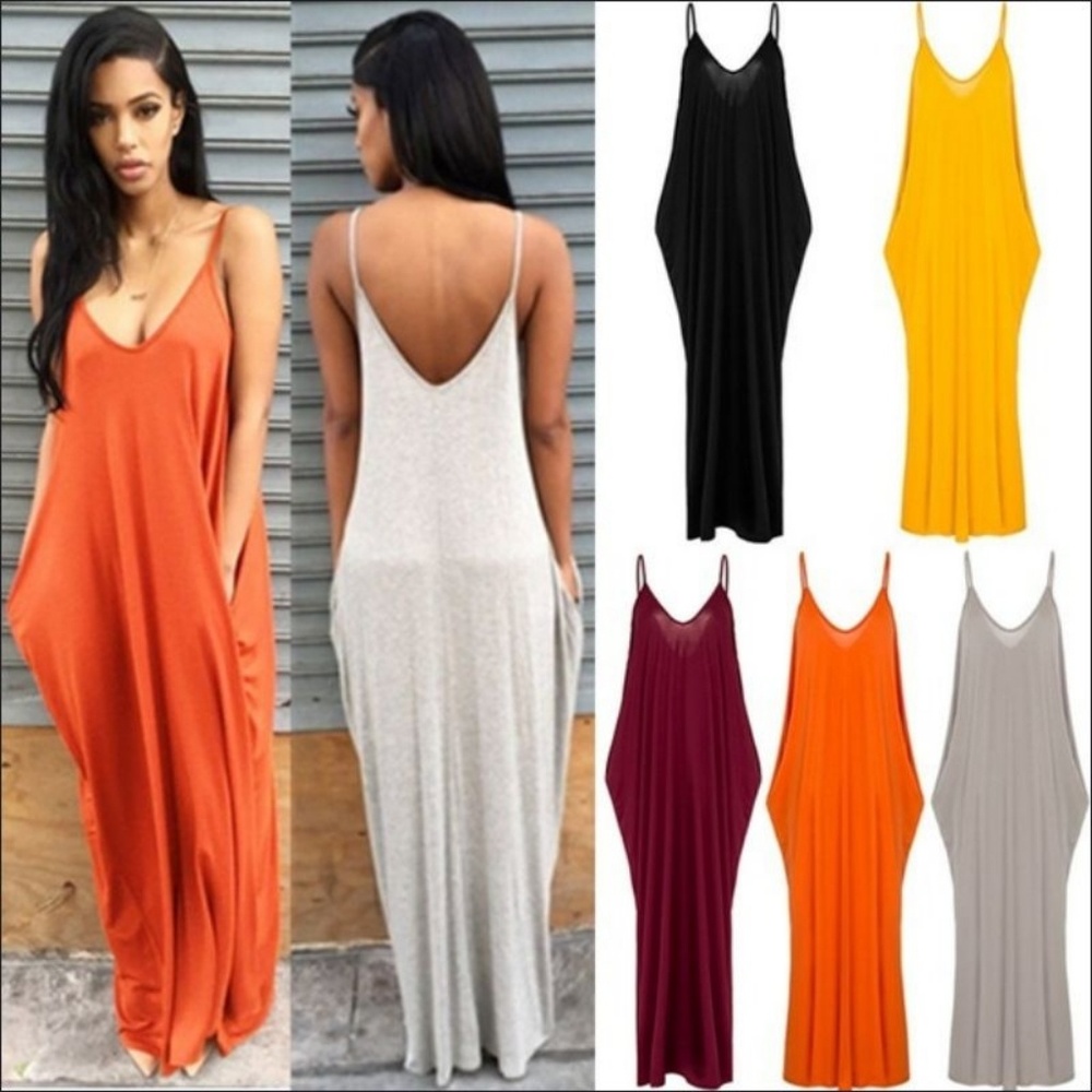 *SOLD* Summer Maxi Dress, Spaghetti Straps - Picture 2 of 5